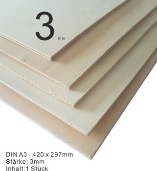 3mm Pappelsperrholz DIN A3 - 420 x 297, 3-lagig - Kopie